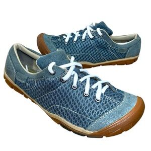 Keen Mercer II CNX Blue Suede Hiking Sneakers Sz 8 Lace Up Contour Arch Shoes